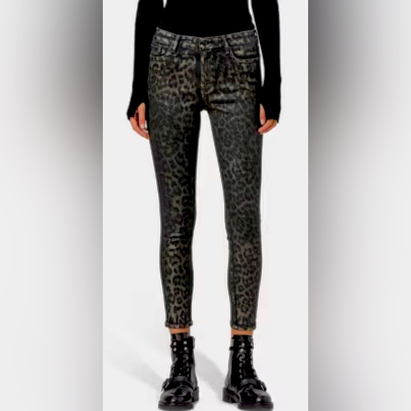 All Saints Grace Leopard Print Cropped Skinny Jeans, Bronze, Size 28, NWOT - Picture 1 of 9
